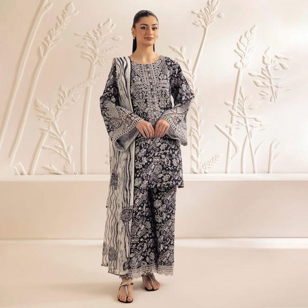Monochrome Muse – 3-Piece Printed Lawn Suit