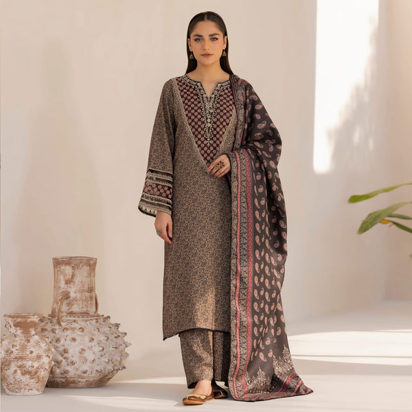 Winter Luxe – Printed Embroidered Dhanak with Wool Shawl